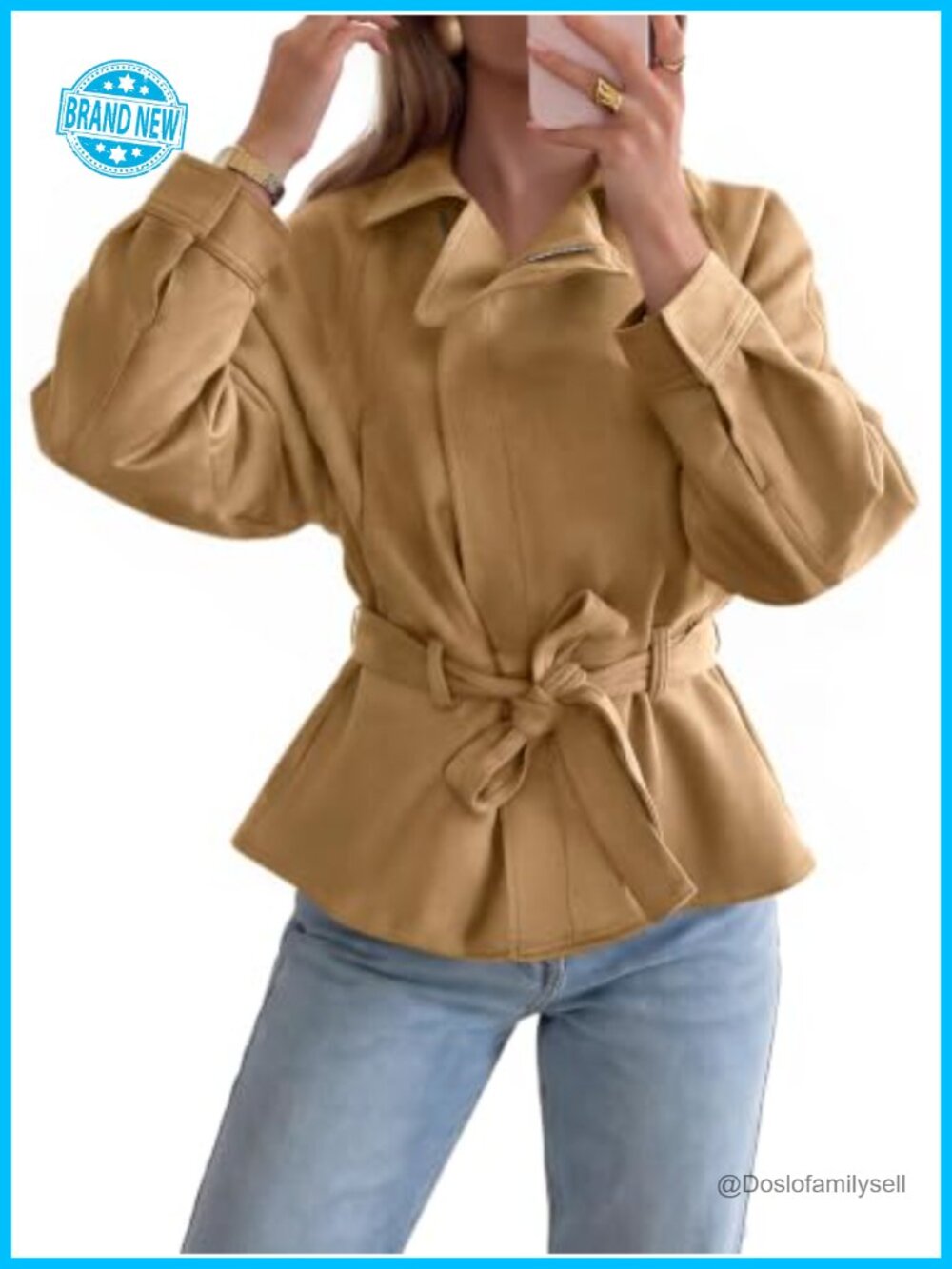 Faux Suede Cropped Moto Jacket Zip Up Lapel Trench Coat